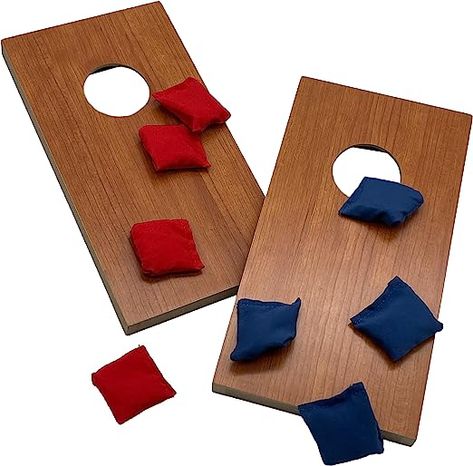 Amazon.com : Super Fun, Portable Mini Desktop Cornhole Set of 2. Coated Wood Boards with 4 Red 4 Blue Bags. Gift for Students, Office Employees or Work From Home. Simple Easy Tabletop Game for Groups or Solo! : Sports & Outdoors Bean Bag Toss Game, Bag Toss Game, Wood Boards, Bag Toss, Bear Crafts, Bean Bag Toss, Corn Hole Game, Corn Hole, Toss Game