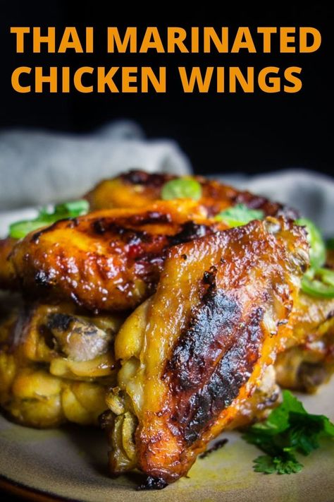 Thai Chicken Marinade, Spicy Thai Peanut Sauce, Satay Marinade, Thai Chicken Wings, Easy Baked Chicken Wings, Thai Satay, Asian Bar, Marinated Wings, Vietnamese Recipe