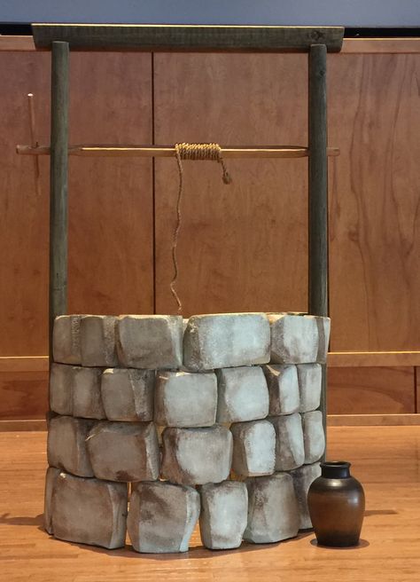 Well  Prop for bible story “The woman at the well” Created by Sutton Event Designs Church Stage Decor, The Woman At The Well, Woman At The Well, Ward Christmas Party, Theatre Props, Play Props, Diy Nativity, Vbs Themes, Christmas Play