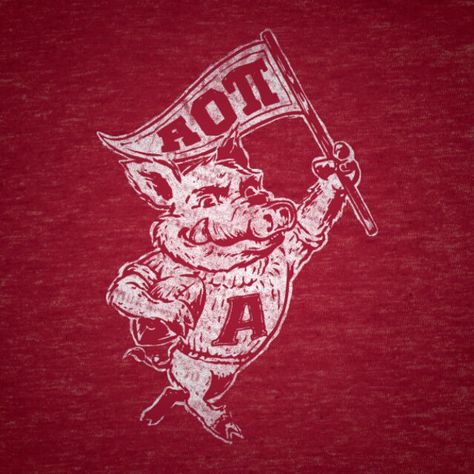 Arkansas Razorback mascot by Dino Henderson  #arkansas #AOPI #wps #razorback #greeklife #football #mascot #vintage #pennant #flag Vintage Arkansas Razorbacks, Cartoon Reference, Sports Inspiration, Arkansas Football, Arkansas Razorback, Hat Club, Sports Flags, Memphis Tigers, Banner Ideas