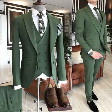 Green Colour Suit For Men, Green Suit Men, Costume Vert, Green Wedding Suit, Wedding Kurta For Men, Groom Dress Men, Stylish Mens Suits, Slim Fit Suit Men, To Start A Conversation