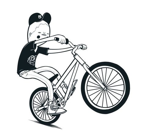 Bmx Bike Drawing, Bmx Illustration, Bmx Drawing, Bike Drawing, Stunt Bike, Bike Illustration, Brand Character, Bike Poster, Sticker Printing