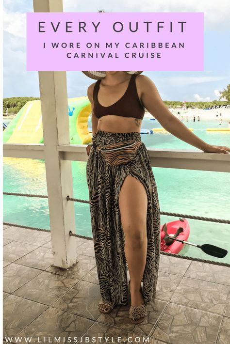 Wondering What to Wear on a Cruise, I'm Sharing Every Outfit I Wore Houseboat Outfits, Fancy Night Cruise Outfit, Dinner Outfits Cruise, Cruise 2023 Fashion, Edgy Cruise Outfits, Plus Size Bahamas Cruise Outfits, Clothes To Wear On A Cruise Outfit Ideas, Going On A Cruise Outfits, Cruise Ship Attire For Women