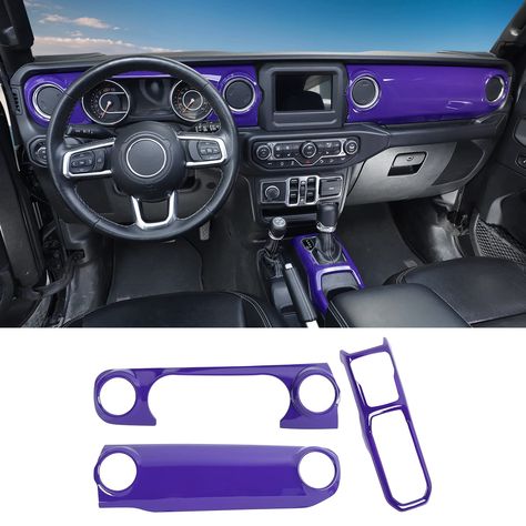 PRICES MAY VARY. 【COMPATIBILITY】Dashboard Trim Panel Cover Compatible with Jeep Wrangler JL JLU 2018 2019 2020 2021 2022 2023 & for Jeep Gladiator JT 2020 2021 2022 2023 Purple Interior Accessories 【HIGH QUALITY】Gear Shift Panel Cover Trim made of high-quality ABS plastic and used polish process for deformation protection, anti-corrosion, and years of trouble-free use 【UNIQUE DESIGN】No Modification Required. Dust-proof, Durable, And Corrosion Resistance; No Damage, Beautiful, Shiny, And Stylish. Purple Jeep Wrangler, Wrangler Interior, Jeep Wrangler Interior, Tangled Stuff, Purple Jeep, Custom Jeep Wrangler, Jeep Ideas, Cover Purple, Jeep Wrangler Accessories