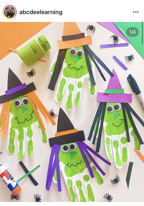 Halloween Kita, Halloween Handprint Crafts, Halloween Handprint, Bricolage Halloween, Halloween Infantil, Ghost Crafts, Halloween Crafts Preschool, Halloween Crafts For Toddlers, Halloween Classroom