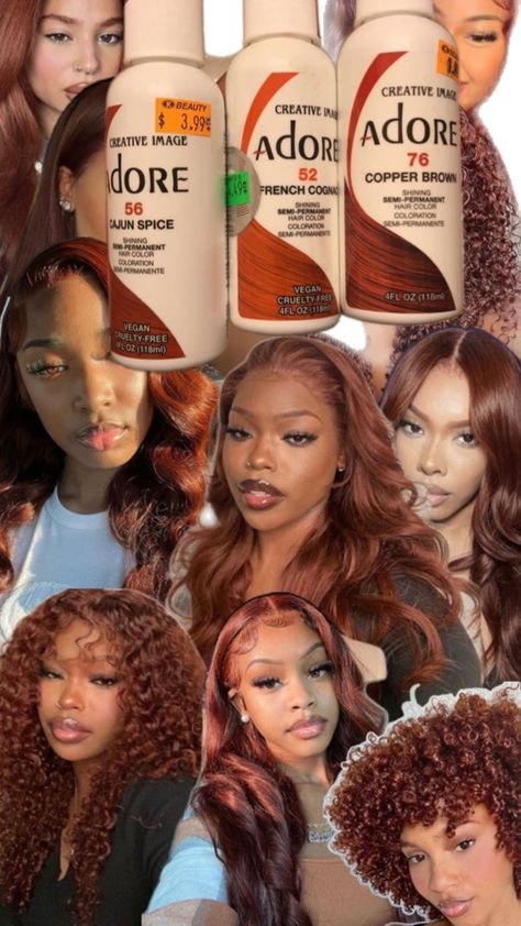 Fall Copper Natural Hair Color Ideas 💡 Honey Blonde And Copper Hair, Dye Colors For Black People, Brown Hair Dye Black Women, Hair Color Ideas Brown Skin, Auburn Copper Hair On Black Women, Dyed 4c Natural Hair, Cute Colors To Dye Your Hair, Cajun Spice Hair Color On Black Women, Hair Dye Black Women