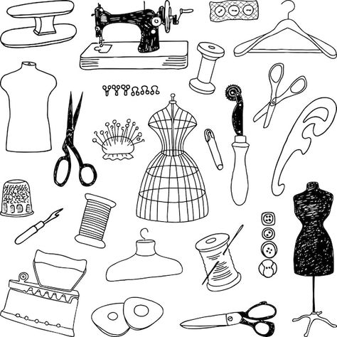 Art Tools Illustration, Sewing Atelier, Sewing Clipart, Kristina Webb, Certificate Design, Sewing Items, Sewing Art, Icon Set Vector, Stock Photography Free