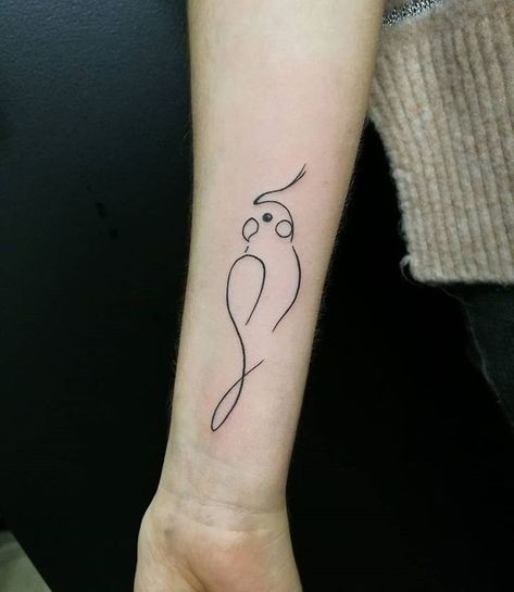 Cockatiel Tattoo, Parrot Tattoo, Tiny Bird Tattoos, Animal Tattoo Ideas, Tattoo Line, Bff Tattoos, Space Tattoo, Small Tattoo Designs, Favorite Animal