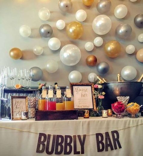 champagne bar, bubbly bar party ideas Champagne Bar Ideas, Wedding Shower Brunch Decorations, Brunch Table Decorations, Wedding Shower Brunch, Outdoor Bridal Showers, Brunch Decor, Bubbly Bar, Bridal Shower Planning, Vintage Bridal Shower