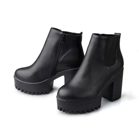 Pump Boots, Heel Platforms, Motorcycle Shoes, Chunky Ankle Boots, Pu Boots, High Ankle Boots, Women Boots, Boot Pumps, Motorcycle Boots