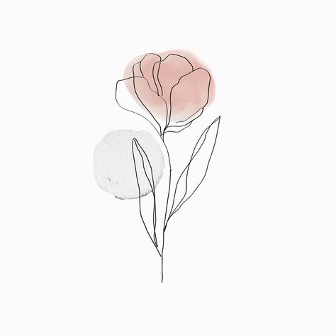 Line Drawing Abstract, Line Art Minimal, Floral Watercolor Background, Pastel Illustration, Tulip Art, Tulip Drawing, Flower Line Art, Line Art Flowers, Abstract Aesthetic