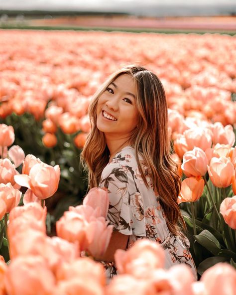 Gorgeous Tulip Fields | Marisa Kay photography: nicolebriannphotography.com  tulip fields flower photography wooden shoe tulip farm spring photo shoot flower photos marisa kay spring fashion flower fields pacific northwest Tulip Field Pictures, Tulip Poses, Tulips Photoshoot, Texas Tulips, Tulips Photography, Tulip Fields Netherlands, Netherlands Photography, Full Maxi Dress, Tulip Farm