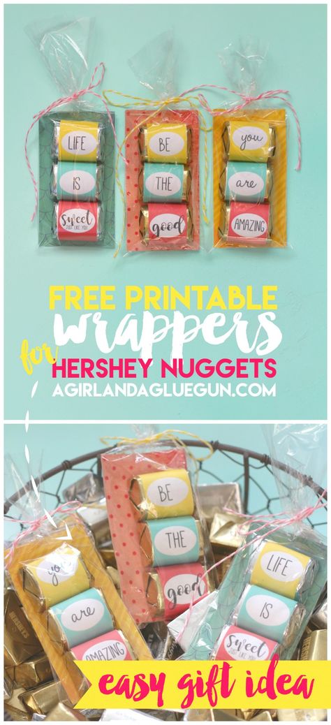 free printables for cute inspirational wrappers for Hershey nuggets--easy and cheap diy gift Cheap Diy Gift, Nugget Wrappers, Diy Gifts Cheap, Hershey Nugget, Pioneer School, Visiting Teaching, Mason Jar Crafts Diy, Free Candy, Get Well Gifts