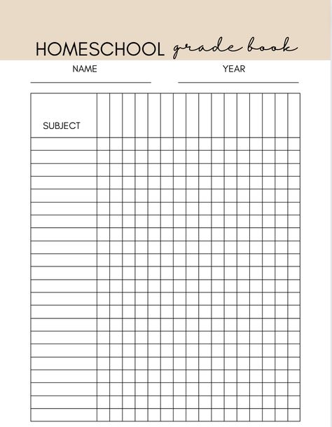 Teacher Sheets Free Printable, Grade Book Printable Free, Homeschool Grade Sheet Printable, Homeschool Grade Book, Exercise Log Template, Gradebook Template, Grade Book Printable, Grade Book Template, Free Printable Calendar Templates