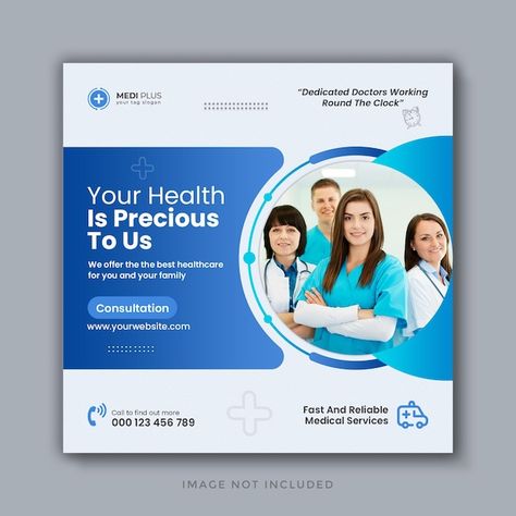 Healthcare social media post flyer and w... | Premium Psd #Freepik #psd #banner #business #doctor #health Health Poster Design Creative, Doctor Social Media Post, Health Poster Design, Hospital Social Media, Holi Post, Doctor Banner, Creative Banner Design, Medical Social Media Post, Health Banner