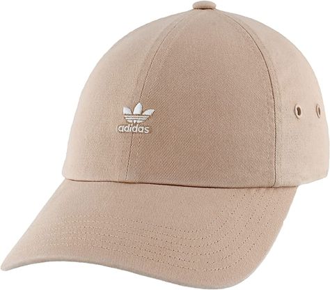 A smaller version of the iconic trefoil logo scores big style points on this classic cap. it's constructed with a relaxed six-panel silhouette, pre-curved brim and adjustable strap closure. Adidas Cap, Large Brim Hat, Basic White Tee, Adidas Hat, Hair Up Or Down, Running Hats, Mini Logo, Mini Logos, Adidas Originals Women