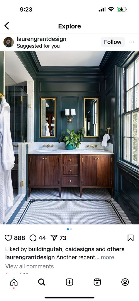 Dark Green Bathroom Ideas, Emerald Green Bathroom, Dark Green Bathroom, Dark Green Tile, Green Bathrooms, Green Bathroom Ideas, Moody Bathroom, Dark Green Bathrooms, Green Subway Tile