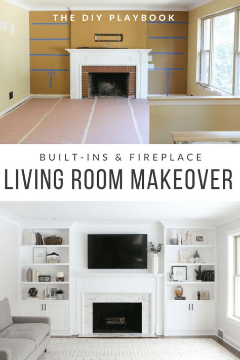 Built In Around Fireplace, White Built Ins, Architecture Renovation, Built In Shelves Living Room, Living Room Built Ins, Fireplace Built Ins, Fireplace Remodel, Trendy Living Rooms, Built In Bookcase