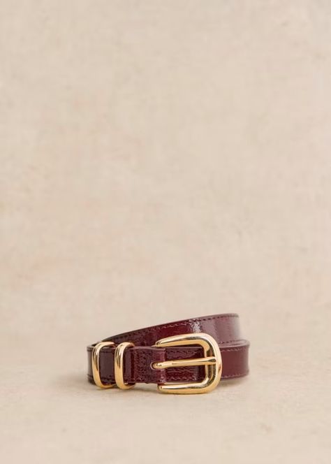 Livie Belt - Patent Purple - Bovine leather - Sézane Sezane Belt, Belt Brown, Python Print, Look After Yourself, Parisian Style, Python, Embossed Leather, Cowhide Leather, Smooth Leather