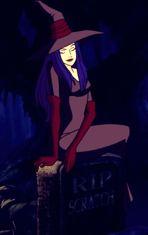 Elvira Scooby Doo, Witch Cartoon Character, Scooby Doo Art Style, Sabrina Spellman Cartoon, Hot Witch Aesthetic, Witch Cartoon Aesthetic, Blue Hair Cartoon Characters, Cartoon Characters With Blue Hair, 2000s Cartoons Aesthetic