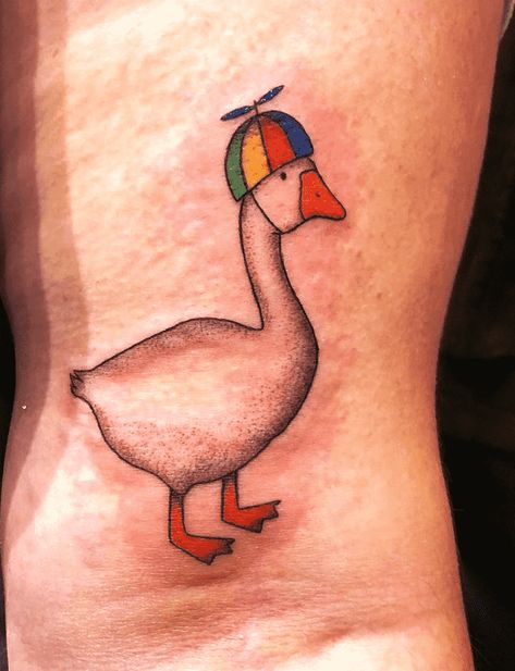 Goose Tattoo Design Images (Goose Ink Design Ideas) Funny Goose Tattoo, Silly Goose Tattoo Small, Goose Tattoo Traditional, Goose Tattoo Small, Silly Goose Tattoo, Goose Tattoos, Silly Tattoos, Skin Doodles, Goose Tattoo