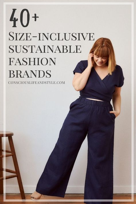 These size-inclusive brands offer plus size ethical and sustainable clothing, undergarments, and swimwear! Some brands in this guide make sizes up to 6XL and all brands in this guide offer a range going up to at least 2XL.  Plus Size Sustainable Clothing | Plus Size Ethical Fashion | #ConsciousStyle Ethical Plus Size Clothing, 70 Plus Size Fashion, Timeless Plus Size Fashion, Curvy Linen Outfit, Plus Size Fashion Designers, Capsule Wardrobe 2023 Midsize, Curvy Style 2023, Plus Size Sustainable Fashion, Plus Capsule Wardrobe Plus Size