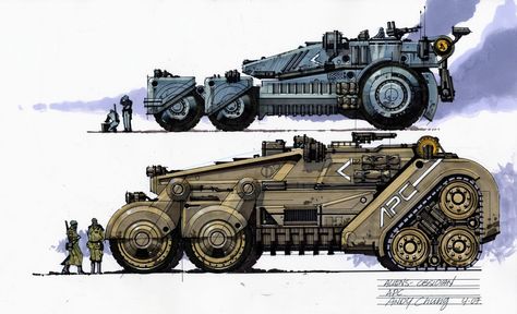 Heavy Machinery // Artist Andy Chung // http://acsketch.blogspot.co.uk/ Armadura Ninja, Alien Movies, Dieselpunk Vehicles, Sci Fi Tank, Concept Vehicles Sci Fi, Concept Car Design, Speculative Fiction, Heavy Machinery, Army Vehicles