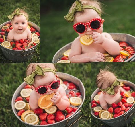 6 Month Pictures, Baby Milk Bath, Photo Bb, 6 Month Baby Picture Ideas, Bath Pictures, Milk Bath Photography, Bath Photography, Monthly Baby Pictures, Baby Fruit