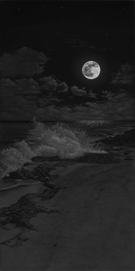 The_Art_of_Phillip_Anthony Wallpapers, Black, The Ocean, Iphone, Full Moon, The Moon, Moon, Black And White, White