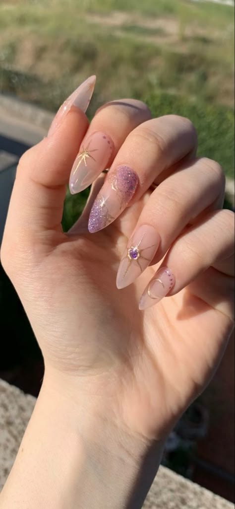 Violet Nails, Unghie Sfumate, Nails Yellow, Purple Nail Designs, Lavender Nails, Casual Nails, Pretty Gel Nails, Soft Nails, Nails Polish