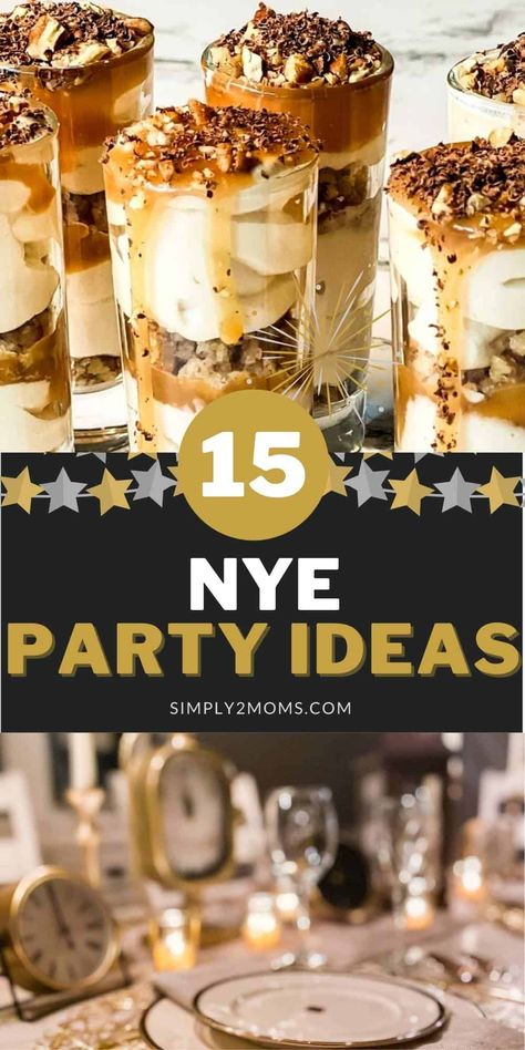 New Years Garland Diy, Nye Buffet Ideas, New Years Eve Buffet Ideas, New Year’s Eve Buffet Ideas, New Years Eve Recipes Party Appetizers, New Years Tablescapes, Nye Birthday Party Ideas, New Years Treats Ideas, Nye Party Ideas Food