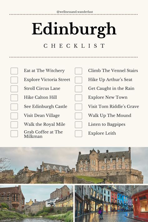 Visiting Edinburgh? Don't forget to check these activities off your list! A Day In Edinburgh, Best Things To Do In Edinburgh, One Day In Edinburgh Scotland, Edinburgh Scotland Itinerary, 3 Days In Edinburgh, Edinburgh Checklist, Places To Go In Edinburgh, Edinburgh Day Trips, Edinburgh Spring Outfit