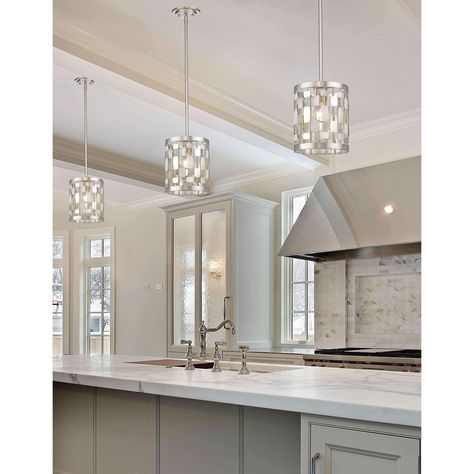 Brushed Nickel 1 Light Mini Pendant Style 430MP-BN Over The Table Lighting, Lights Over Kitchen Island, Kitchen Contemporary, Kitchen Lights, Farmhouse Kitchens, Kitchen Pendant, Lighting Pendant, Kitchen Lighting Fixtures, Kitchen Pendants