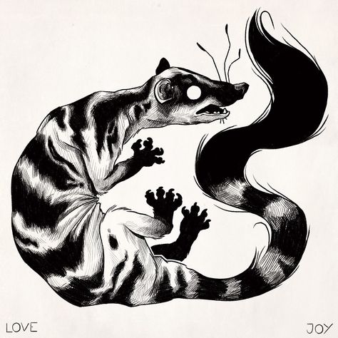 Banded civet by evanlovejoy (TUMBRL) Lovejoy Art, Creepy Animals, Animal Illustration Art, Scary Art, Animal Sketches, Creature Design, Creature Art, Art Techniques, Mythical Creatures