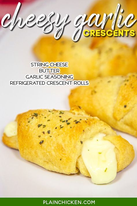 Cheesy Garlic Crescent Rolls, Garlic Crescent Rolls, Cornbread Dessert, Parmesan Soup, Mashed Potato Casserole, Pillsbury Recipes, Easy Main Dishes, Slow Cooker Turkey, Cheese Butter