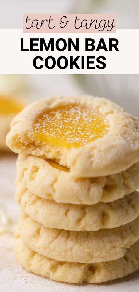 Lemon Cookies With Lemon Curd, Lemon Bar Cookie Cups Recipe, Lemon Bar Cookie Cups, Lemon Curd Cookies Recipe, Lemon Curd Cookies, Chunky Cookies, Lemon Bar Cookies, Classic Lemon Bars, 1 Cookies