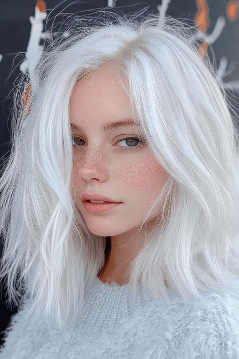 winter hair color, cozy hair ideas, hair inspiration Silvery Blonde Hair, Silvery Blonde, Icy Blonde Hair Color, Winter Hair Color Ideas, Icy Blonde Hair, Rich Brunette, White Blonde Hair, Ice Blonde, Style Character