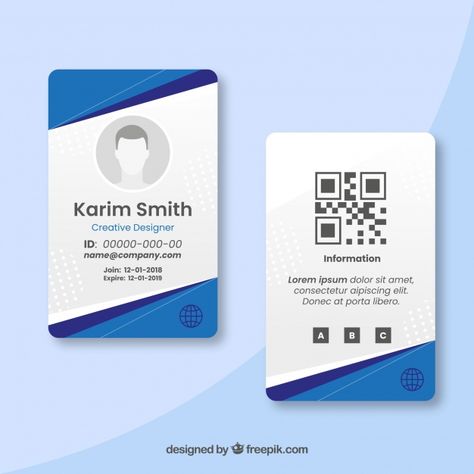 Id card template Free Vector | Free Vector #Freepik #vector #freebusiness #freeabstract #freecard #freeoffice Id Card Design Template, Id Card Design, Identity Card Design, Free Id, Card Design Template, Badge Template, Business Card Design Inspiration, Id Card Template, Card Templates Free