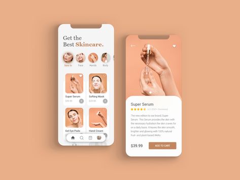 Mobile Skincare App by Dundas.N Skincare App Design, Beauty App Design, Skincare App, Application Ui Design, Beauty Apps, Ui Ux 디자인, App Design Layout, Recommended Skin Care Products, Beauty App