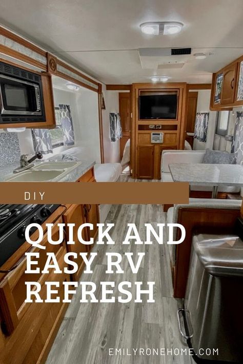 Camper Flooring Remodel, Easy Rv Updates, Camper Restoration Diy, Rv Fifth Wheel Makeover, Travel Trailer Upgrades Diy, Rv Remodel Without Painting Cabinets, Fifth Wheel Remodel Ideas, Class A Rv Remodel Interiors, Old Rv Remodel