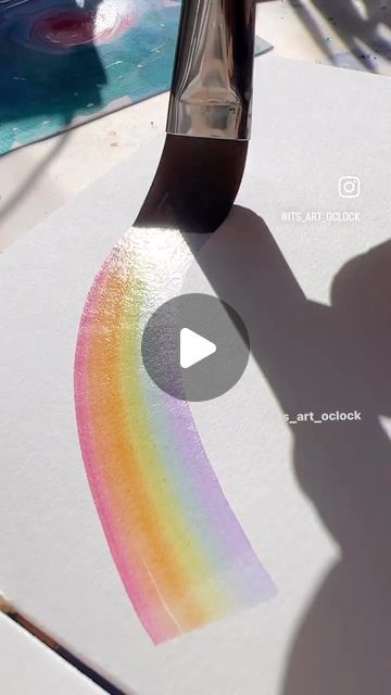 Sarah Jean Bryson- It’s Art O’Clock on Instagram: "Find the rainbow in your clouds 🌈   My @schimoniart.brushes flat brush is the perfect tool for creating a seamless watercolor rainbow. Use my discount code ITSARTOCLOCK15 to get your own “rainbow maker” brush 😍🌈  Comment below and tell me your favorite color, then guess what mine is 🥰 ❤️🧡💛💚💙💜💗  .  #rainbows #art #watercolorrainbow #watercolors #artreelsofinstagram #artreel #aquarelle #painttherainbow #pride #prideart #rainbowaesthetic #rainbowart #acurela #watercoloring #colorcrush #colorful #painting #arttechniques #arttherapy #watercolortechnique #watercolorbeginner #watercolourartist #somanyrainbows #artprocess #paintingpractice #watercolorbeginners #watercolorideas #fibonaccibrushes" Rainbow Watercolor Painting, Watercolor Rainbows, Watercolor Quotes, Nature Journaling, Rainbow Bubbles, Watercolor Quote, Watercolor Beginner, Rainbow Watercolor, Bubble Art