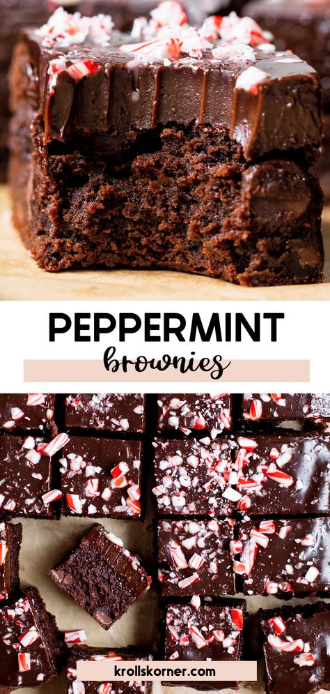 Peppermint Brownies Recipe, Chocolate Peppermint Brownies, Peppermint Dessert, Crushed Peppermint, Peppermint Recipes, Christmas Brownies, Peppermint Brownies, Christmas Baking Recipes, Christmas Cooking