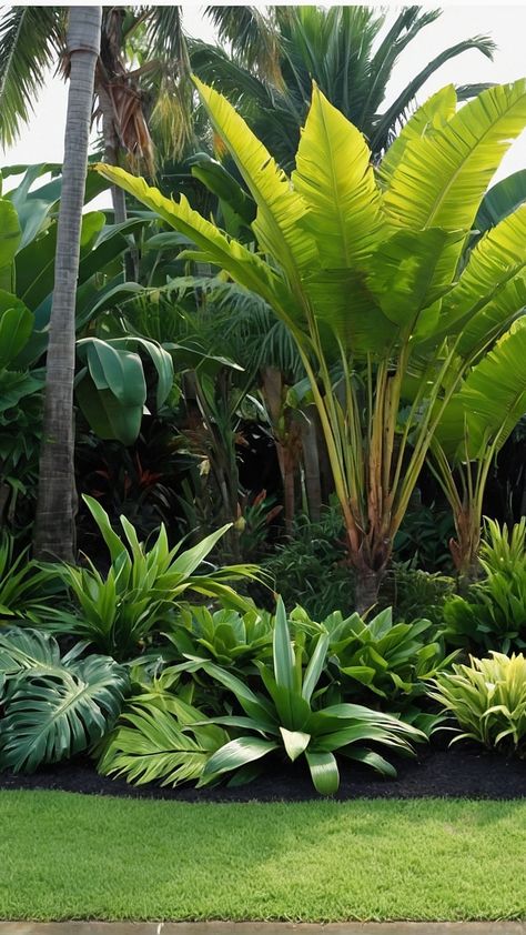 Tropical Escapes: 15 Landscaping Ideas to Transform Your Outdoor Retreat - Inspire Inlet Rainforest Garden Backyards, Balinese Outdoor Living, Tropical Garden Pool Design, Contemporary Tropical Garden, Landscape Tropical Design, Tropical Garden Backyard, Bali Garden Design Landscapes, Balinese Landscape Design, Miami Backyard Landscaping