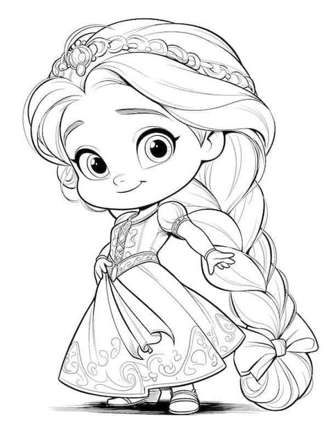 Rapunzel Coloring, Baby Rapunzel, Coloring Pages Princess, Rapunzel Coloring Pages, Baby Disney Characters, Disney Princess Babies, Baby Coloring Pages, Disney Princess Colors, Disney Princess Coloring Pages