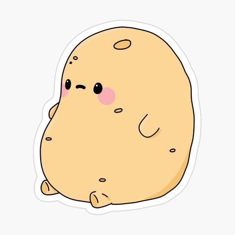 Cute Kawaii Potato - Lazy Sitting Sad Potato by Annisa Yuwanda | Redbubble Kawaii, Potato Drawing, Potato Picture, Potato Sticker, Potato Dog, Kawaii Cat Drawing, Kawaii Potato, Cute Potato, Queens Wallpaper