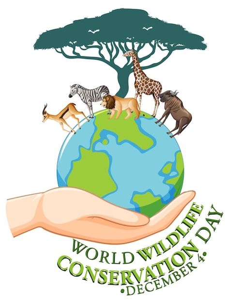 Free vector world wildlife conservation ... | Free Vector #Freepik #freevector #wildlife-logo #cartoon-logo #cartoon-banner #cartoon-drawing Wild Life Conservation Poster, Wildlife Conservation Drawing, Poster On Wildlife Conservation, Save Wildlife Poster Painting, Wildlife Conservation Poster, Animal Protection Poster, Conservation Of Wildlife, Wildlife Logo, Cartoon Banner