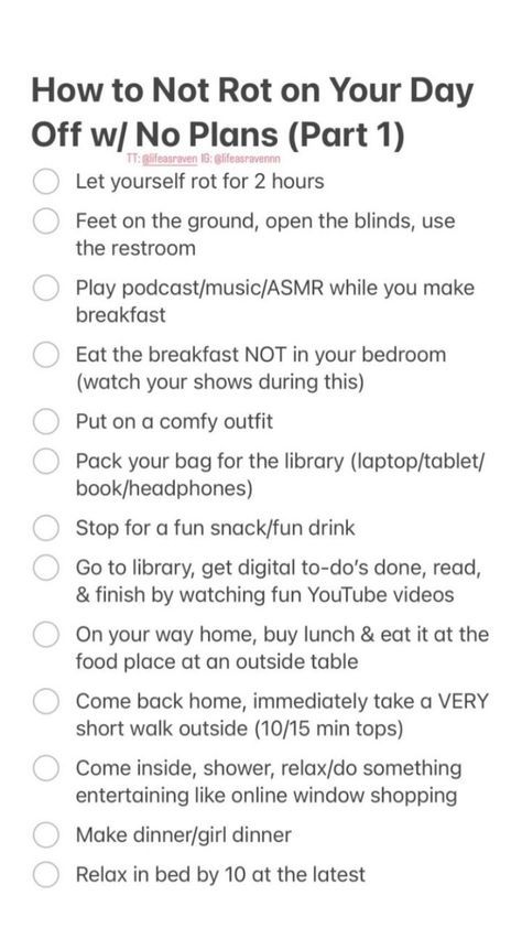 Day Off To Do List, Things To Do To Reset, How To Not Rot After 9-5, Things To Do When Unmotivated, Things To Do On A Bad Day, Happy Things To Do, What To Do When You Have Nothing To Do, Things To Do On A Roadtrip, How To Be Unforgettable