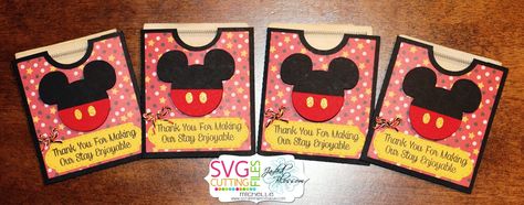 Hi Everyone !!! Just wanted to show you real quick the tip envelopes I made for Housekeeping while we... Housekeeping Tip Envelopes Ideas, Mickey Craft, Cruise Ideas, Jaded Blossom, Disney Cards, Mouse House, Treat Holders, Disney Scrapbooking, Treat Holder