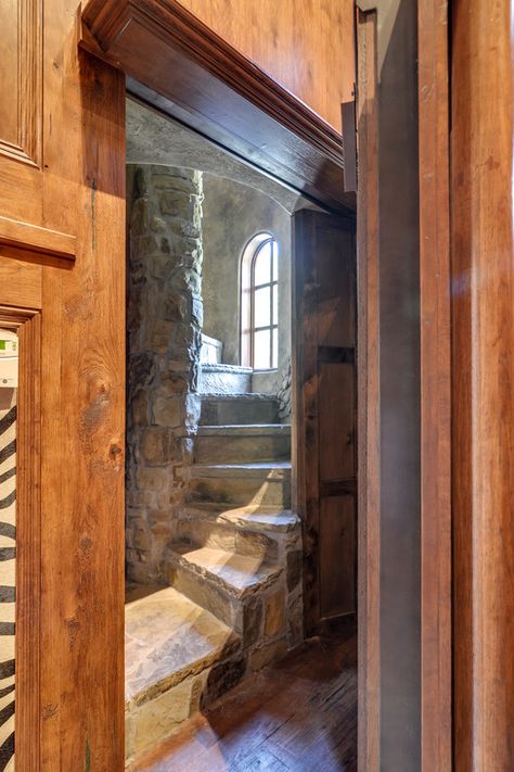 Hidden stairwell in library to safe room Hidden Passageways, Stone Staircase, Hidden Room, Secret Passage, Hidden Passage, Secret Passages, Secret Passageways, Hidden Spaces, Secret Room