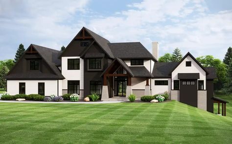 Transitional House Plan - 5 Bedrooms, 3 Bath, 4158 Sq Ft Plan 104-370 Transitional Tudor, Tudor House Plans, Transitional House Plans, European Plan, Brick Exterior, Farmhouse Style House Plans, House Plans And More, Tudor House, Craftsman House Plan